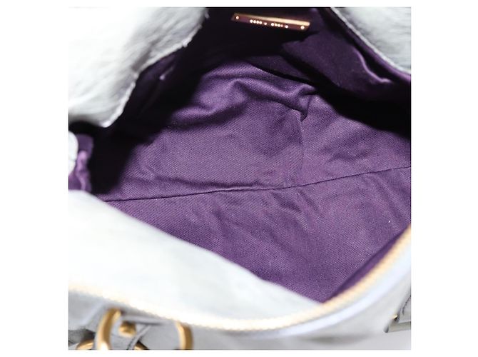 Borsa a mano Miu Miu in pelle 2way Grigio Tono Oro Auth 167606M Marrone - vista 10