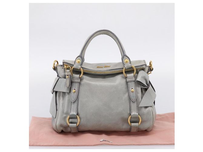 Borsa a mano Miu Miu in pelle 2way Grigio Tono Oro Auth 167606M Marrone - vista 12