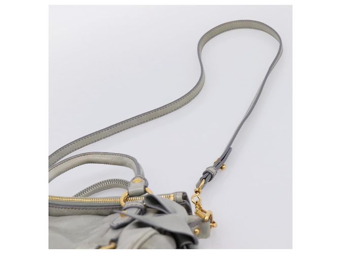 Borsa a mano Miu Miu in pelle 2way Grigio Tono Oro Auth 167606M Marrone - vista 16