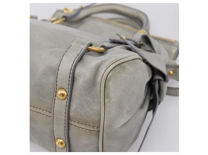 Borsa a mano Miu Miu in pelle 2way Grigio Tono Oro Auth 167606M Marrone - vista 17