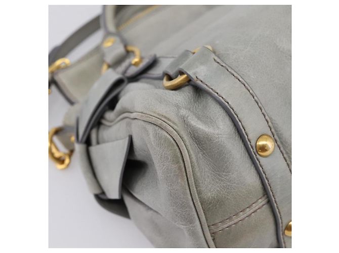 Borsa a mano Miu Miu in pelle 2way Grigio Tono Oro Auth 167606M Marrone - vista 18