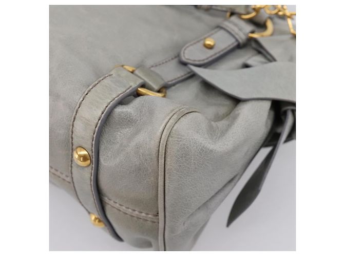 Borsa a mano Miu Miu in pelle 2way Grigio Tono Oro Auth 167606M Marrone - vista 19
