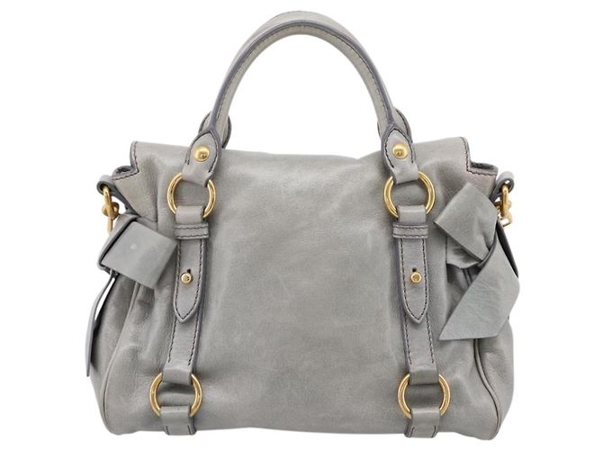 Borsa a mano Miu Miu in pelle 2way Grigio Tono Oro Auth 167606M Marrone - vista 2