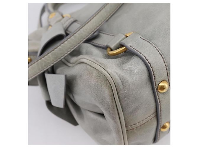 Borsa a mano Miu Miu in pelle 2way Grigio Tono Oro Auth 167606M Marrone - vista 20