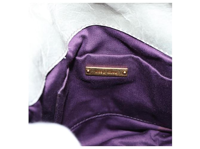 Borsa a mano Miu Miu in pelle 2way Grigio Tono Oro Auth 167606M Marrone - vista 21