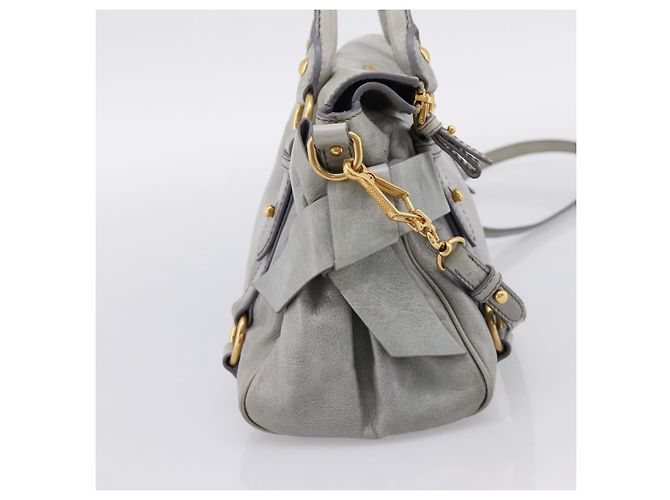 Borsa a mano Miu Miu in pelle 2way Grigio Tono Oro Auth 167606M Marrone - vista 3