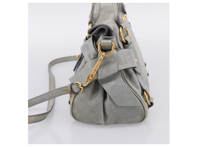 Borsa a mano Miu Miu in pelle 2way Grigio Tono Oro Auth 167606M Marrone - vista 4