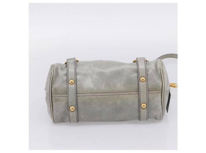 Borsa a mano Miu Miu in pelle 2way Grigio Tono Oro Auth 167606M Marrone - vista 5