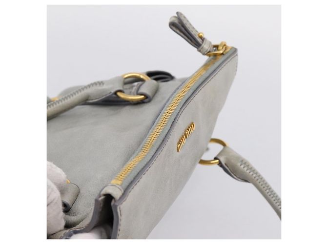 Borsa a mano Miu Miu in pelle 2way Grigio Tono Oro Auth 167606M Marrone - vista 6