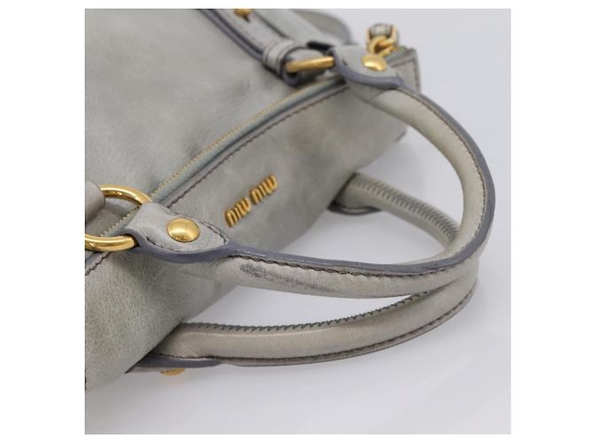 Borsa a mano Miu Miu in pelle 2way Grigio Tono Oro Auth 167606M Marrone - vista 7