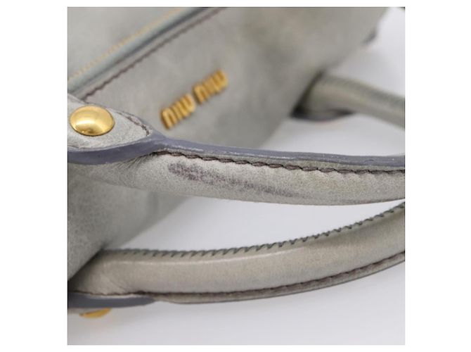 Borsa a mano Miu Miu in pelle 2way Grigio Tono Oro Auth 167606M Marrone - vista 8