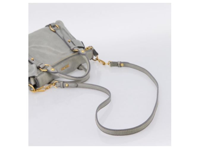 Borsa a mano Miu Miu in pelle 2way Grigio Tono Oro Auth 167606M Marrone - vista 9