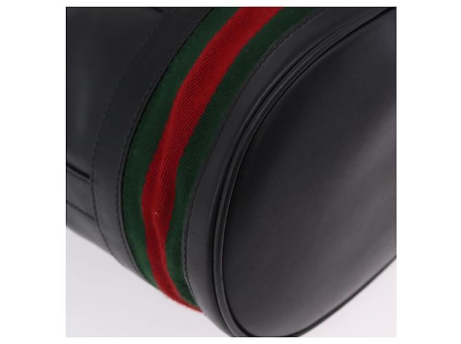 Bolso GUCCI Web Sherry Line de cuero modelo Randonnee Negro Oro Auténtico am12607V Dorado - vista 12