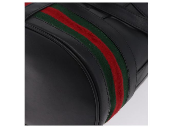 Bolso GUCCI Web Sherry Line de cuero modelo Randonnee Negro Oro Auténtico am12607V Dorado - vista 13