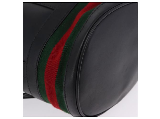 Bolso GUCCI Web Sherry Line de cuero modelo Randonnee Negro Oro Auténtico am12607V Dorado - vista 14
