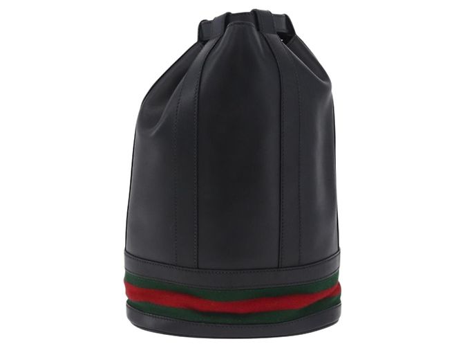 Bolso GUCCI Web Sherry Line de cuero modelo Randonnee Negro Oro Auténtico am12607V Dorado - vista 2