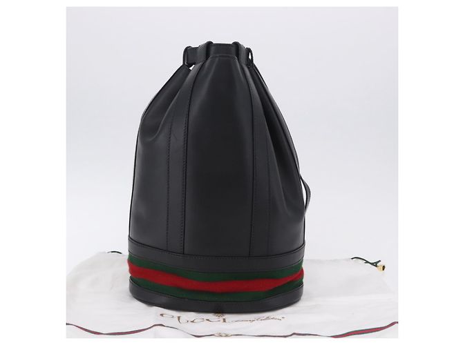 Bolso GUCCI Web Sherry Line de cuero modelo Randonnee Negro Oro Auténtico am12607V Dorado - vista 24