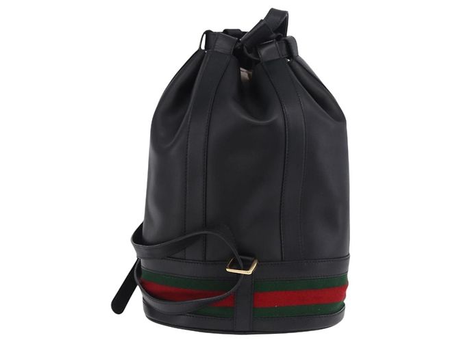 Bolso GUCCI Web Sherry Line de cuero modelo Randonnee Negro Oro Auténtico am12607V Dorado - vista 3