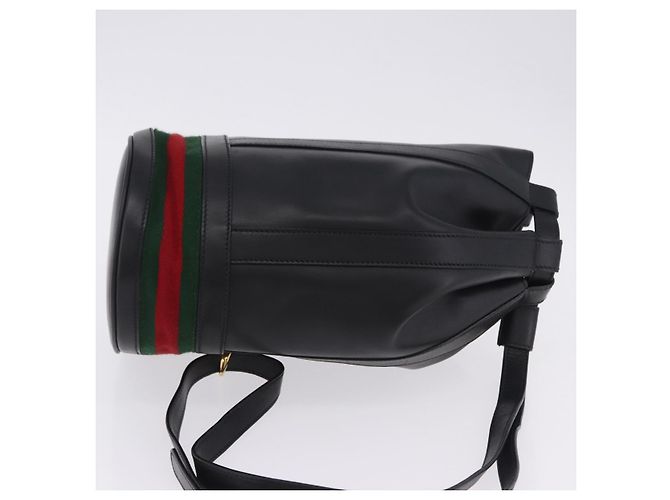 Bolso GUCCI Web Sherry Line de cuero modelo Randonnee Negro Oro Auténtico am12607V Dorado - vista 4