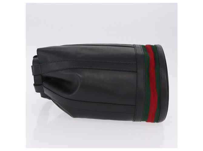 Bolso GUCCI Web Sherry Line de cuero modelo Randonnee Negro Oro Auténtico am12607V Dorado - vista 5