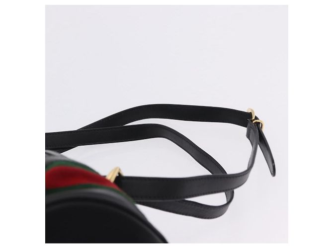 Bolso GUCCI Web Sherry Line de cuero modelo Randonnee Negro Oro Auténtico am12607V Dorado - vista 8