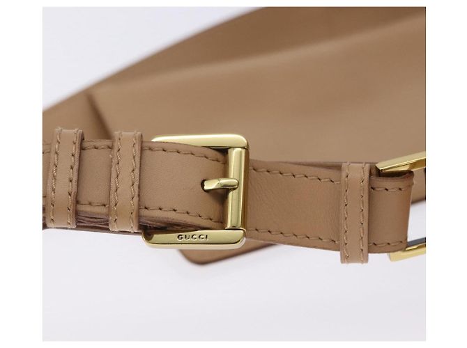Sac à épaule GUCCI en cuir beige et or 92706 Auth 205079 Doré - vue 10