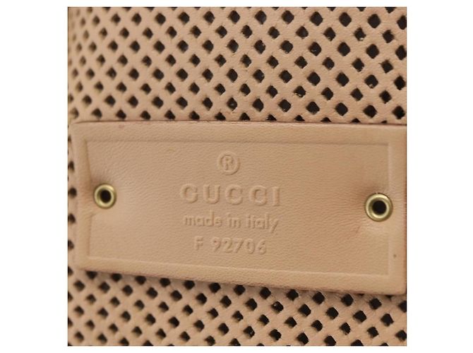 Sac à épaule GUCCI en cuir beige et or 92706 Auth 205079 Doré - vue 17
