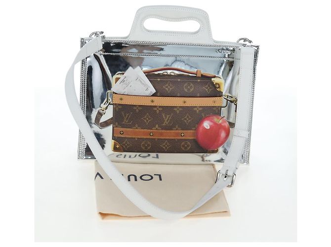 LOUIS VUITTON Freezer Bags Soft Trunk Pelle verniciata M23123 LV Auth 203200SAM Argento - vista 12
