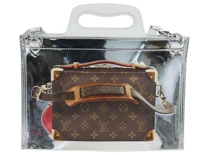 LOUIS VUITTON Freezer Bags Soft Trunk Pelle verniciata M23123 LV Auth 203200SAM Argento - vista 2
