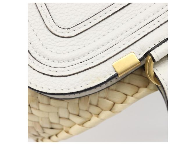 Chloé Chloe Basket Bag Handtasche aus Raffia Beige White Auth BA15563V Weiß - Ansicht 17