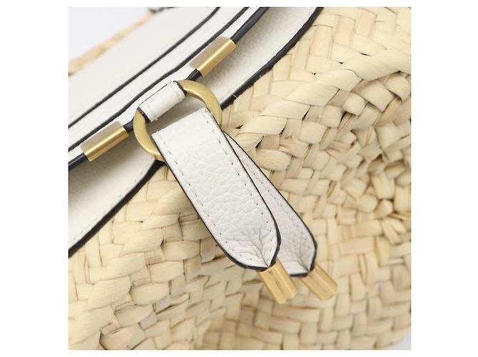 Chloé Chloe Basket Bag Handtasche aus Raffia Beige White Auth BA15563V Weiß - Ansicht 18