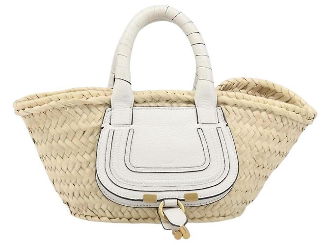 Chloé Chloe Basket Bag Handtasche aus Raffia Beige White Auth BA15563V Weiß - Ansicht 2