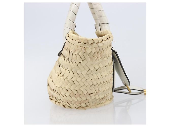 Chloé Chloe Basket Bag Handtasche aus Raffia Beige White Auth BA15563V Weiß - Ansicht 4