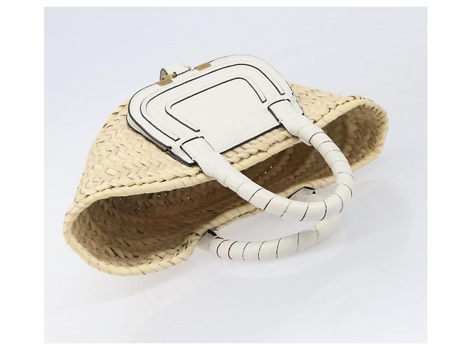 Chloé Chloe Basket Bag Handtasche aus Raffia Beige White Auth BA15563V Weiß - Ansicht 6
