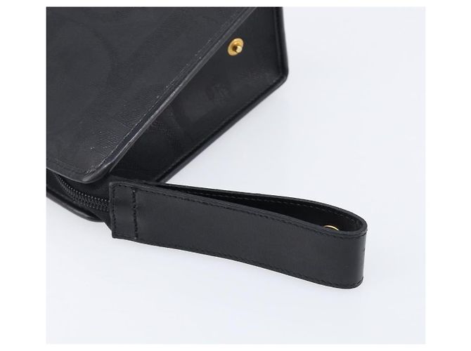 Borsa a Pochette Christian Dior Trotter Canvas PVC Nero Oro Auth ki6859A D'oro - vista 12