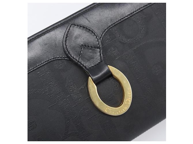 Borsa a Pochette Christian Dior Trotter Canvas PVC Nero Oro Auth ki6859A D'oro - vista 13