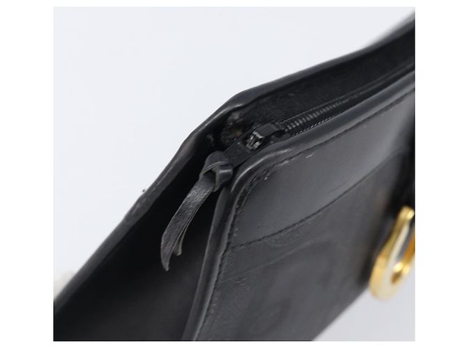 Borsa a Pochette Christian Dior Trotter Canvas PVC Nero Oro Auth ki6859A D'oro - vista 14