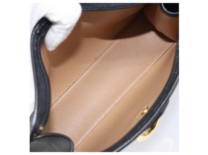 Borsa a Pochette Christian Dior Trotter Canvas PVC Nero Oro Auth ki6859A D'oro - vista 16