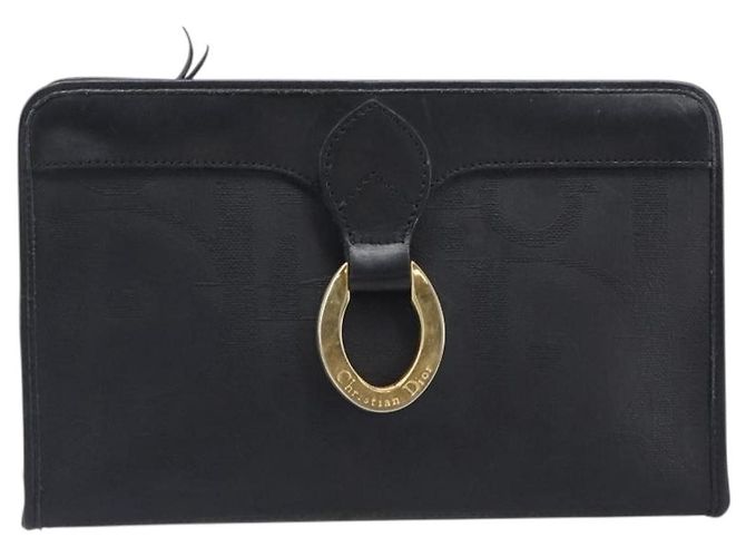 Borsa a Pochette Christian Dior Trotter Canvas PVC Nero Oro Auth ki6859A D'oro - vista 2