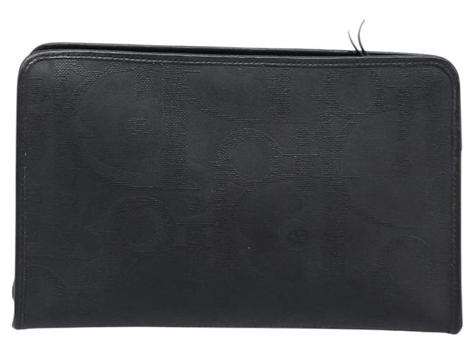 Borsa a Pochette Christian Dior Trotter Canvas PVC Nero Oro Auth ki6859A D'oro - vista 3
