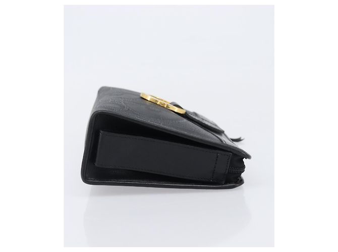 Borsa a Pochette Christian Dior Trotter Canvas PVC Nero Oro Auth ki6859A D'oro - vista 4