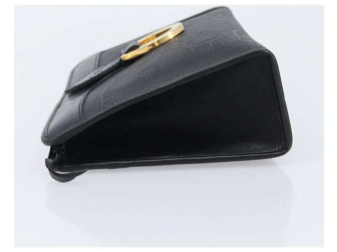 Borsa a Pochette Christian Dior Trotter Canvas PVC Nero Oro Auth ki6859A D'oro - vista 5