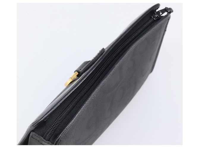 Borsa a Pochette Christian Dior Trotter Canvas PVC Nero Oro Auth ki6859A D'oro - vista 6
