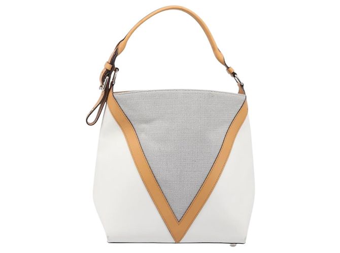 LOUIS VUITTON Borsa a Tracolla Baguette GM Pelle Bianca Argento LV Auth 203256 Bianco - vista 13