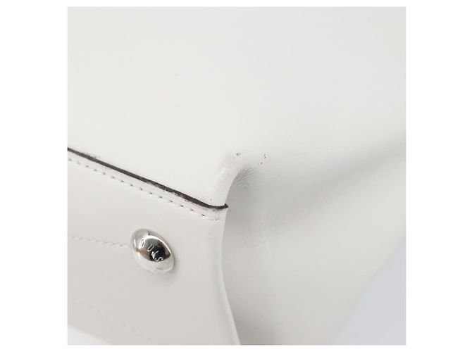 LOUIS VUITTON Borsa a Tracolla Baguette GM Pelle Bianca Argento LV Auth 203256 Bianco - vista 14
