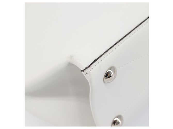 LOUIS VUITTON Borsa a Tracolla Baguette GM Pelle Bianca Argento LV Auth 203256 Bianco - vista 15