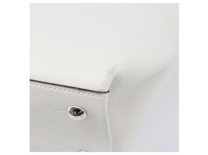 LOUIS VUITTON Borsa a Tracolla Baguette GM Pelle Bianca Argento LV Auth 203256 Bianco - vista 16