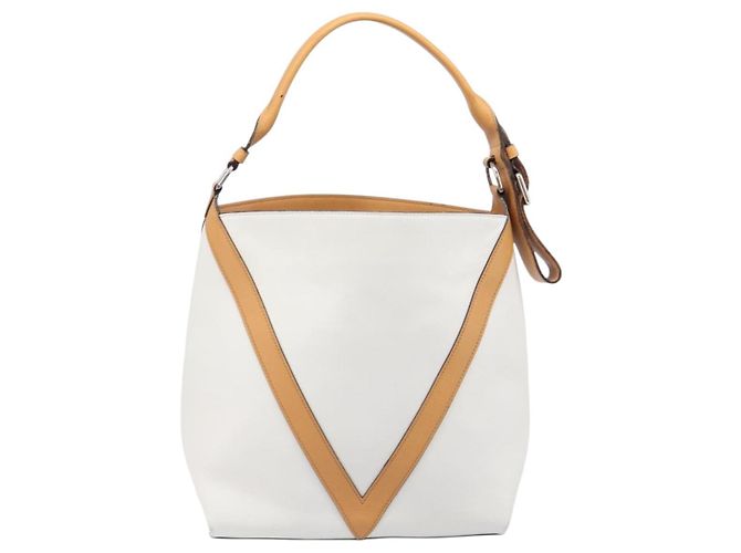 LOUIS VUITTON Borsa a Tracolla Baguette GM Pelle Bianca Argento LV Auth 203256 Bianco - vista 2
