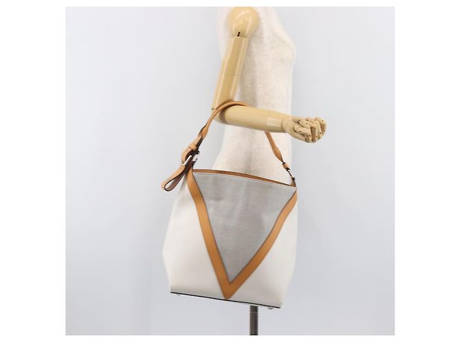 LOUIS VUITTON Borsa a Tracolla Baguette GM Pelle Bianca Argento LV Auth 203256 Bianco - vista 23