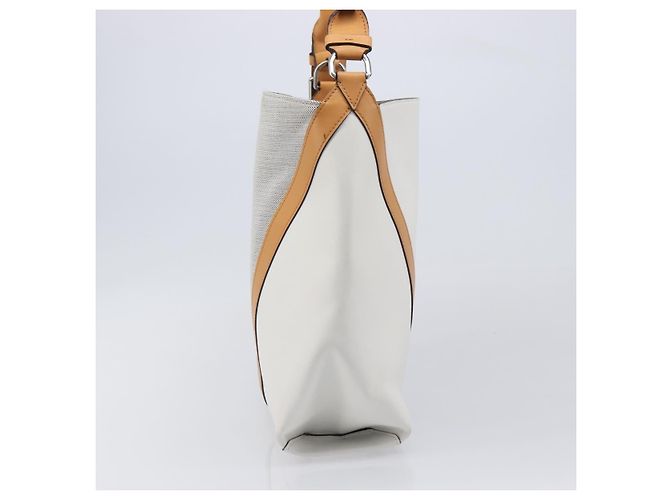 LOUIS VUITTON Borsa a Tracolla Baguette GM Pelle Bianca Argento LV Auth 203256 Bianco - vista 3